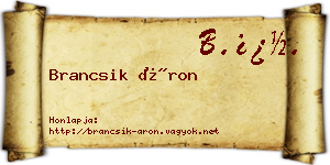 Brancsik Áron névjegykártya